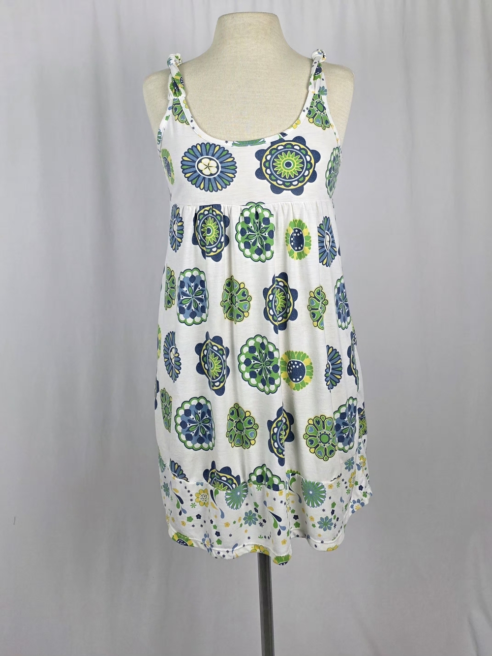 Girls No Boundaries Vintage Green Print Tank Top Dress Size L (11-13)